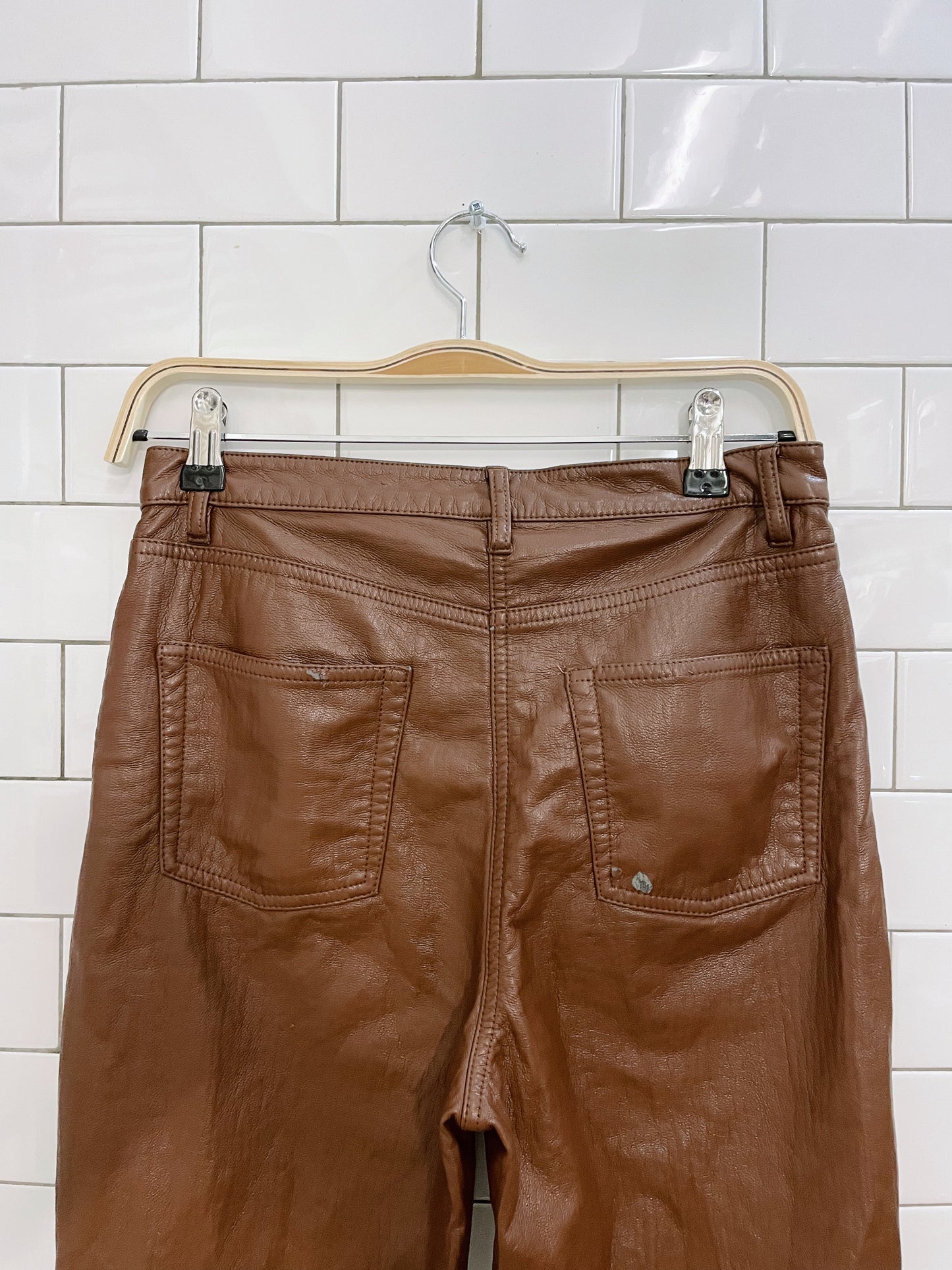 wilfred the melina high rise brown faux leather pants