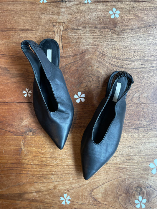 h&m pointed leather slingbacks