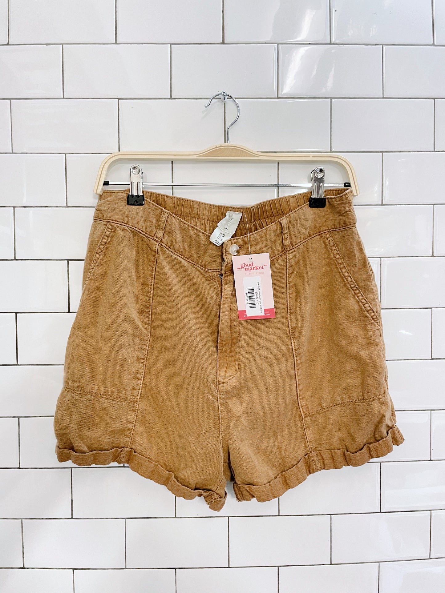 joie high rise linen-blend shorts