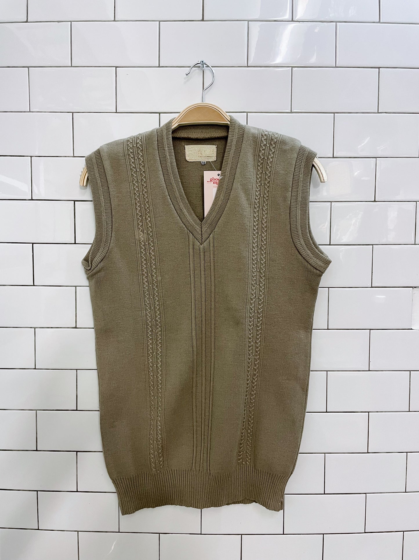 vintage wool cable knit vest