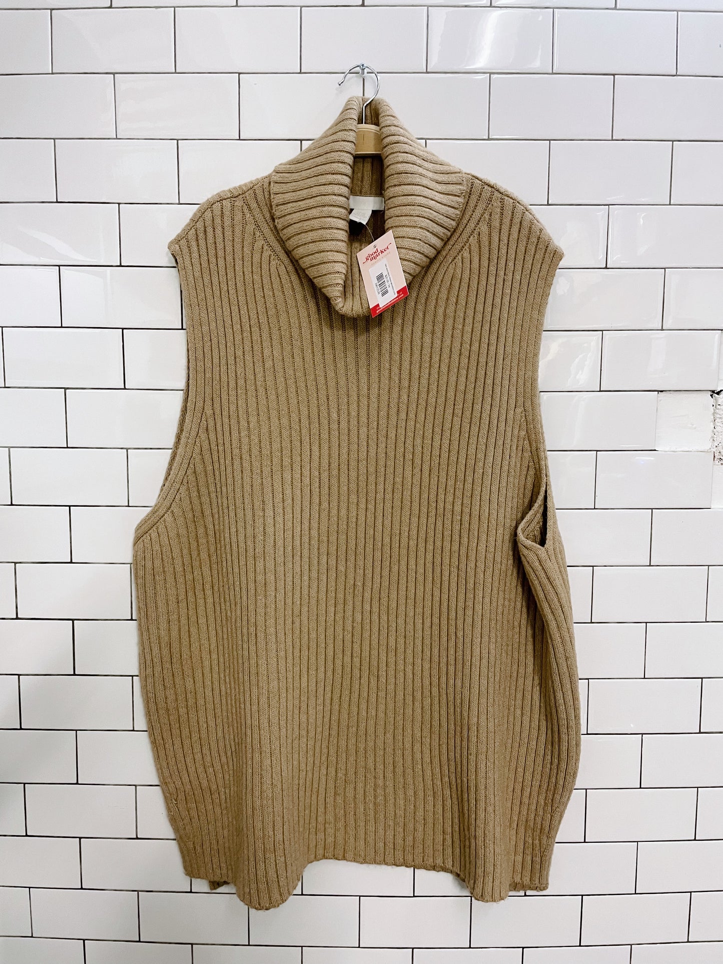 h&m wool-blend ribbed sleeveless turtle