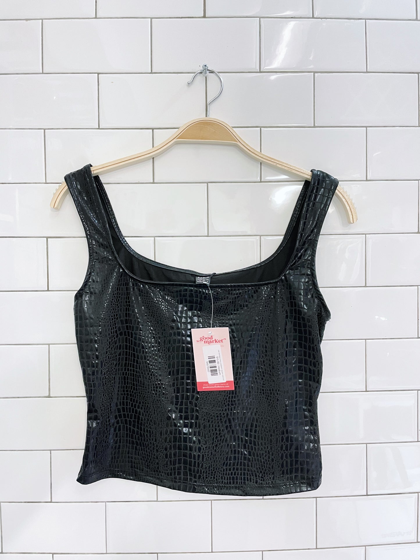 nwt sheinbae shiny snakeskin square neck tank