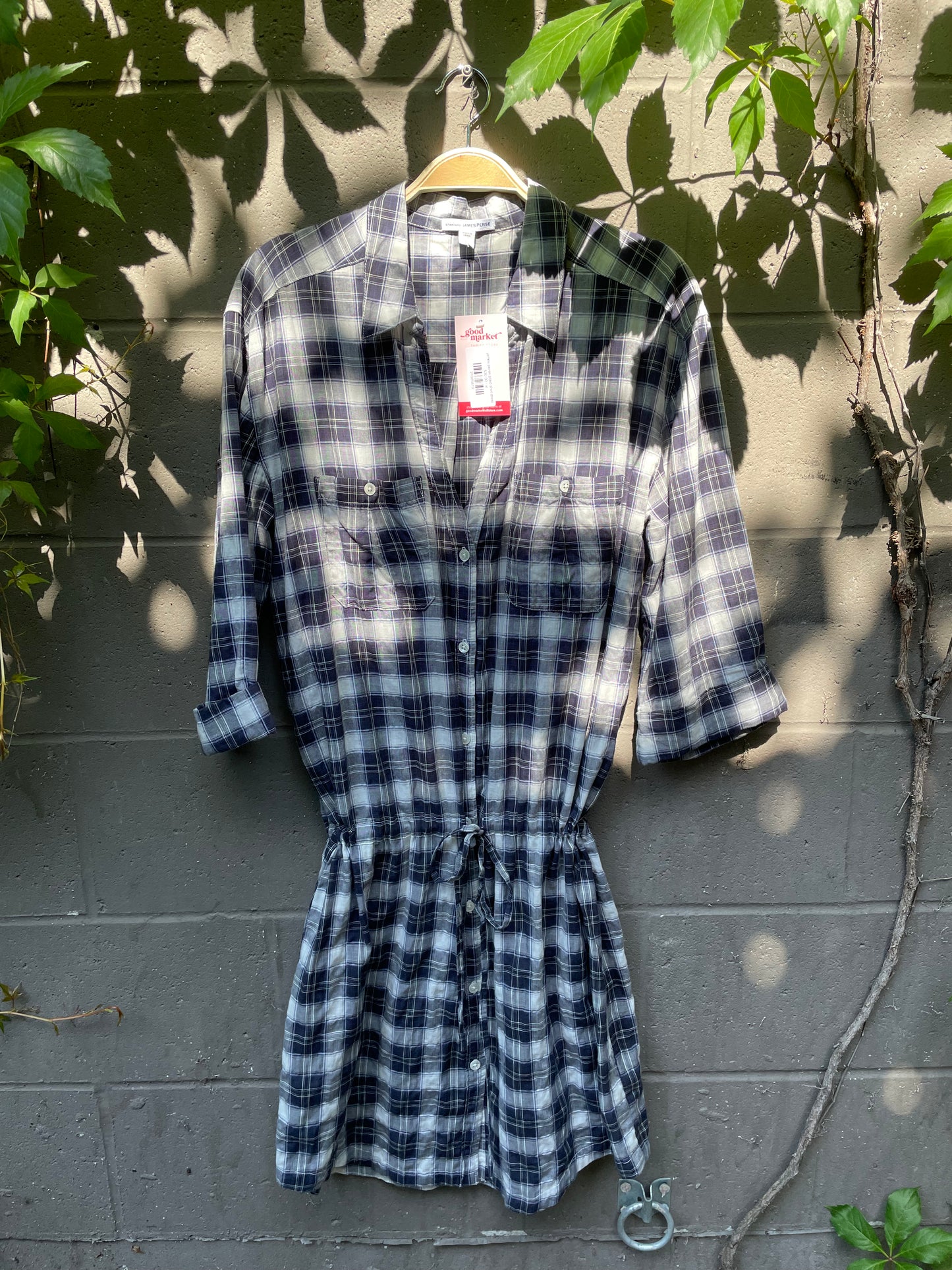 james perse plaid shirt dress