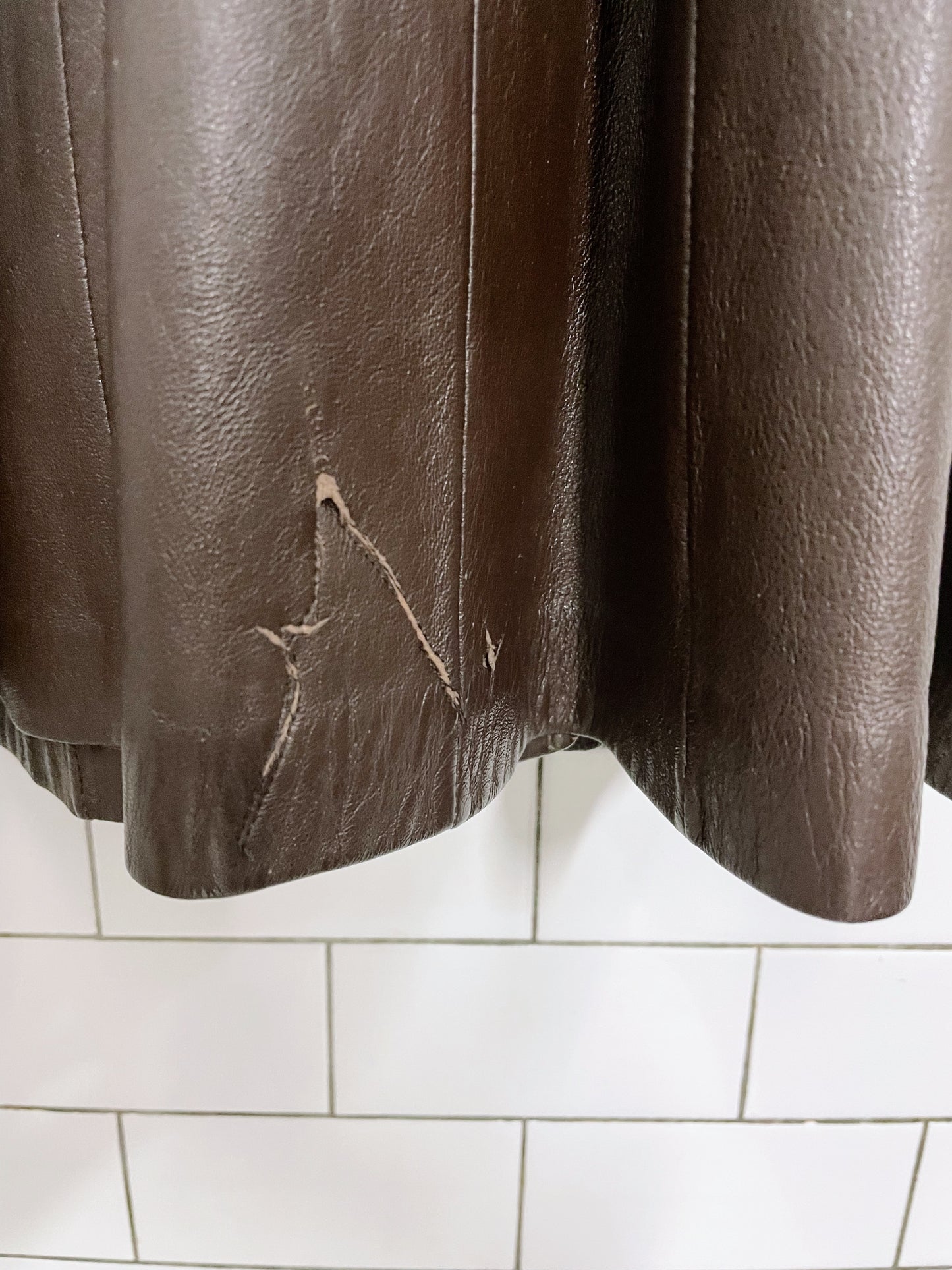 vintage trojan leather belted trench coat