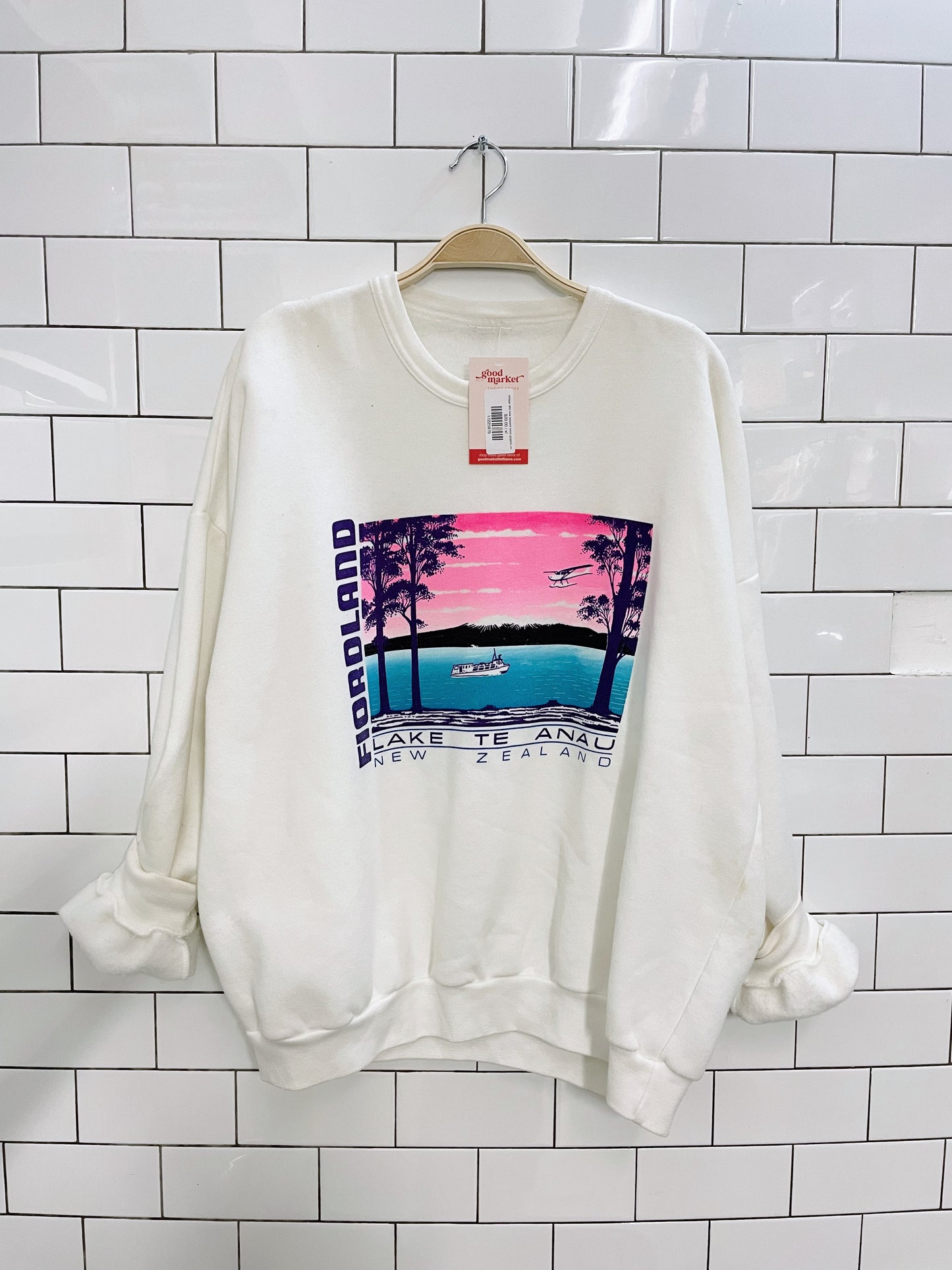 vintage 90s new zealand neon graphic crew