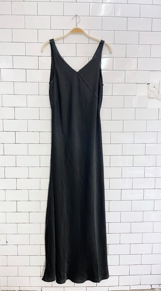 joie black satin v-neck sleeveless gown