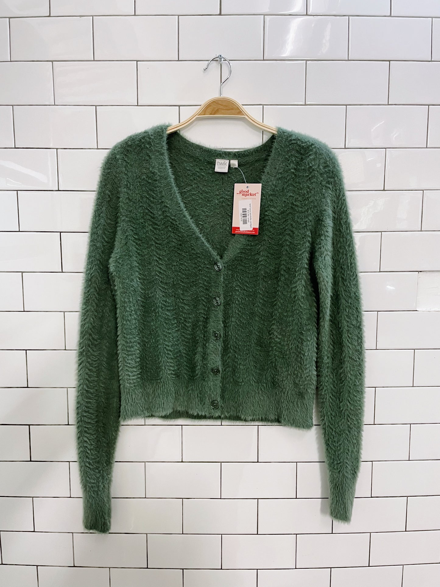 twik fuzzy pointelle cardigan