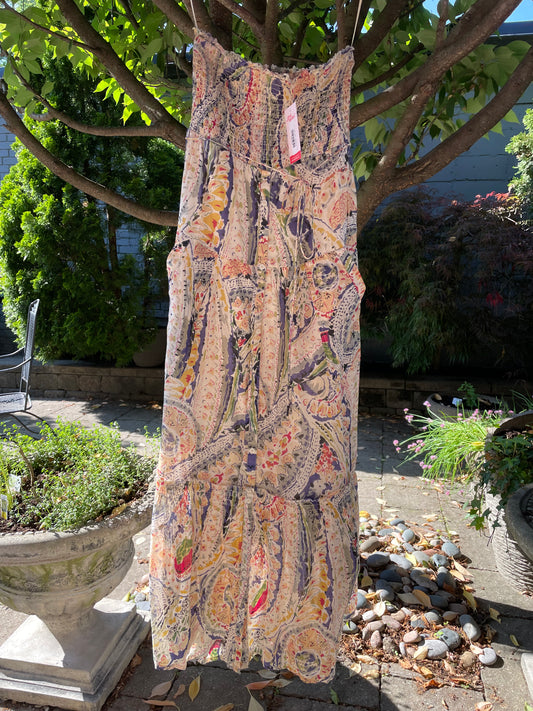 american eagle smocked strapless maxi dress