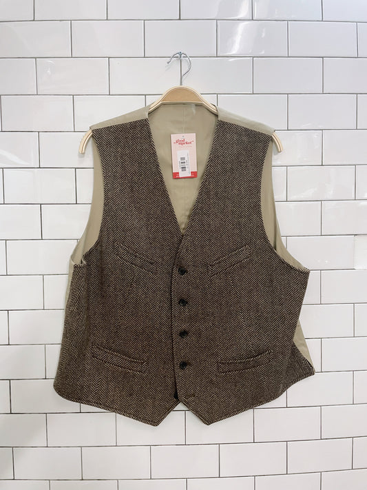 vintage american living wool tweed herringbone vest