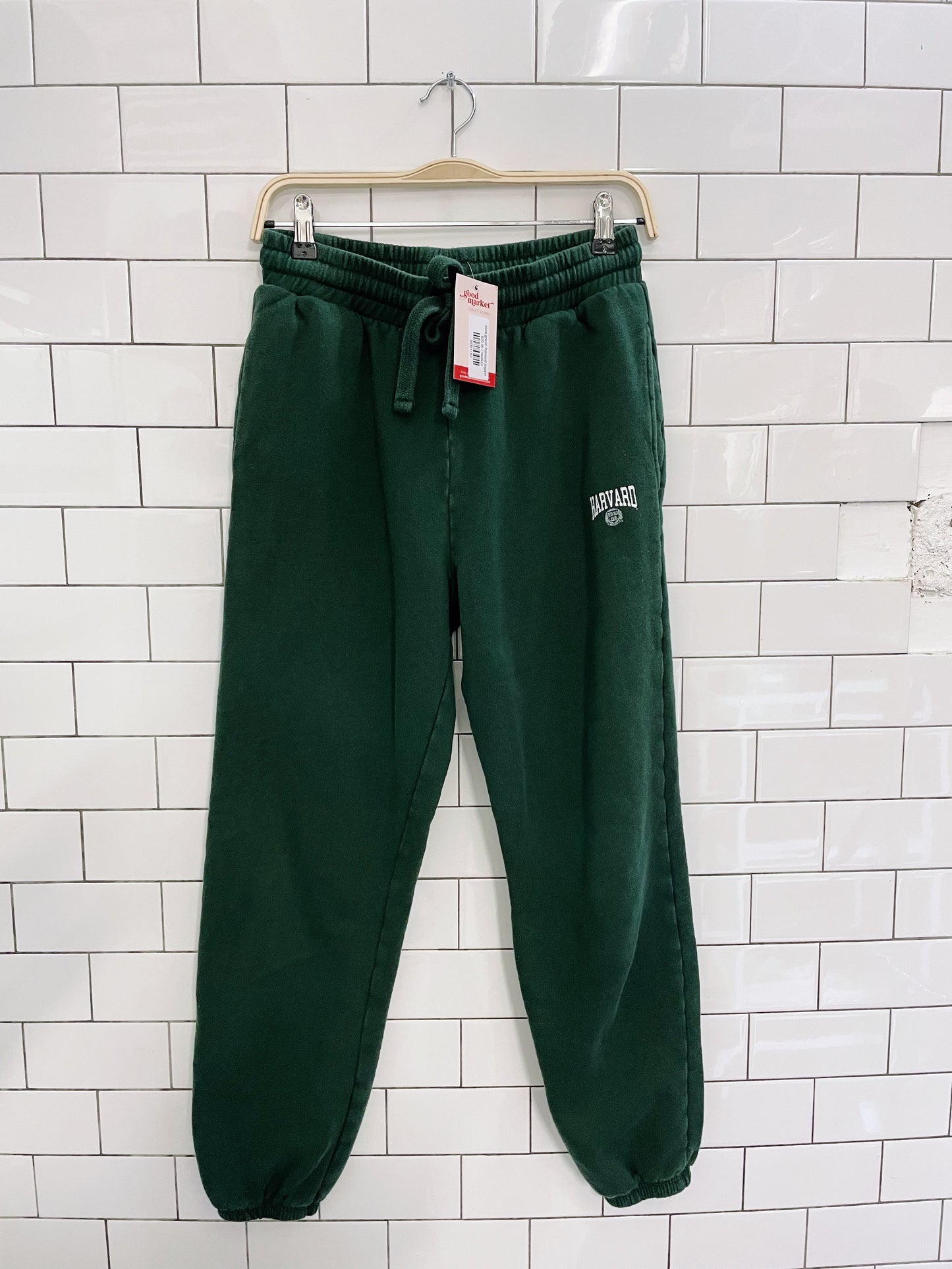 zara green harvard joggers