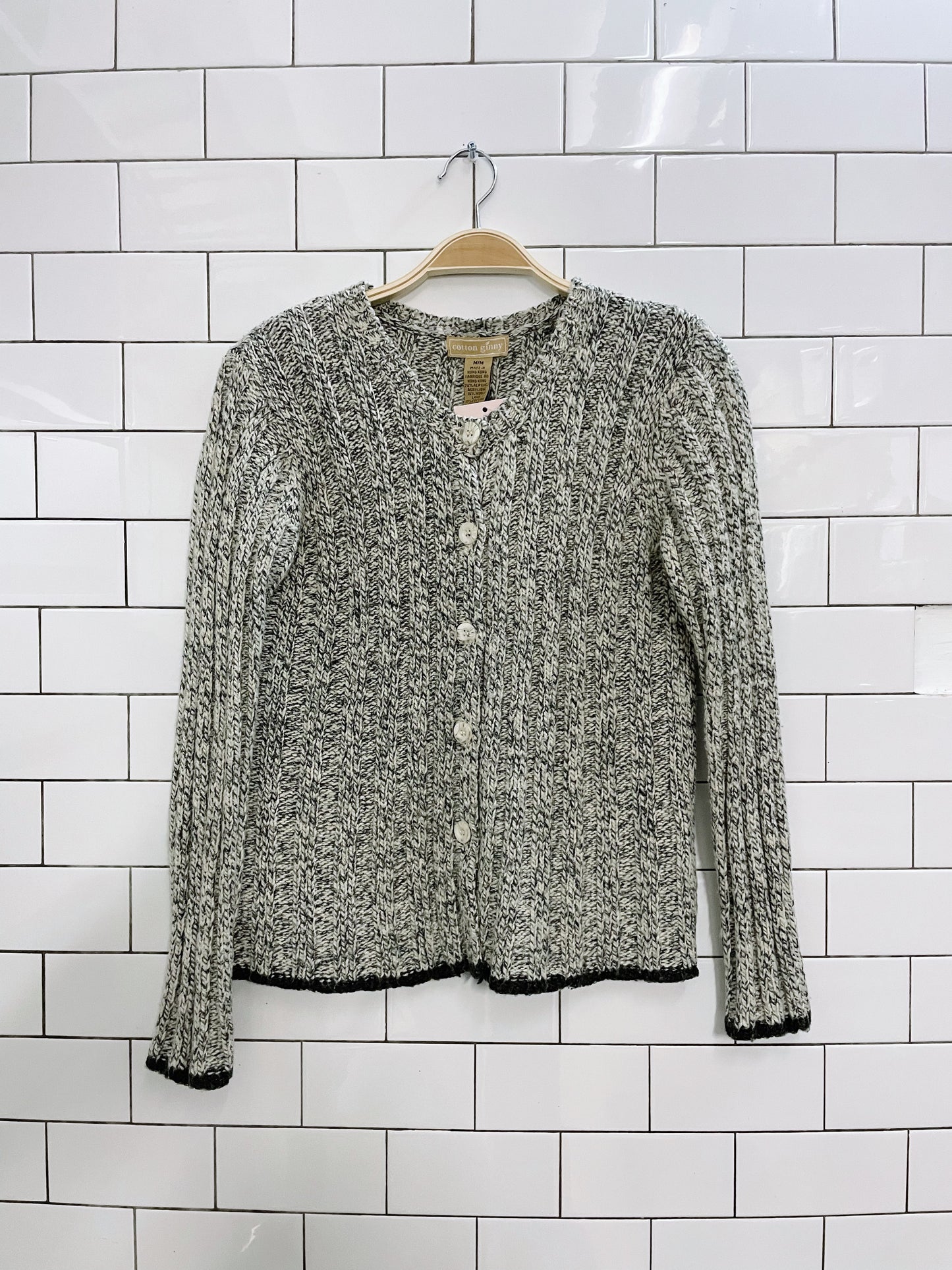 vintage 00s CG wool-blend chunky rib cardi