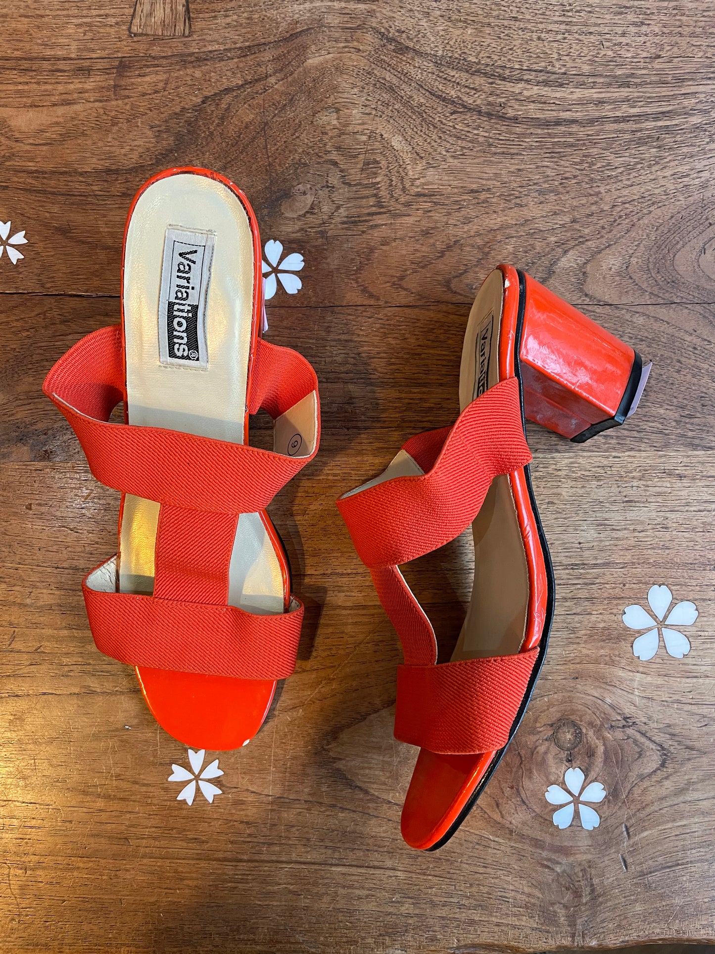 vintage variations orange heeled sandals