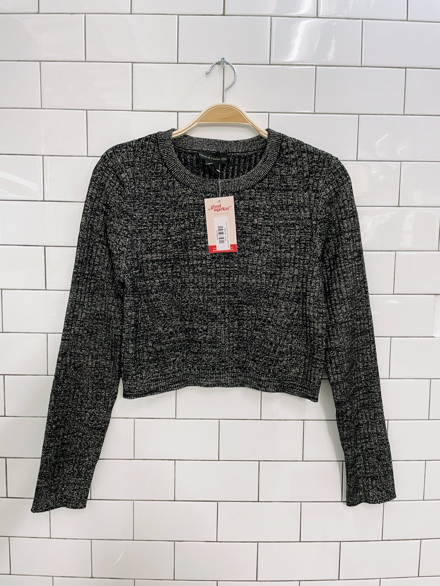 house of harlow gold knit cropped crew