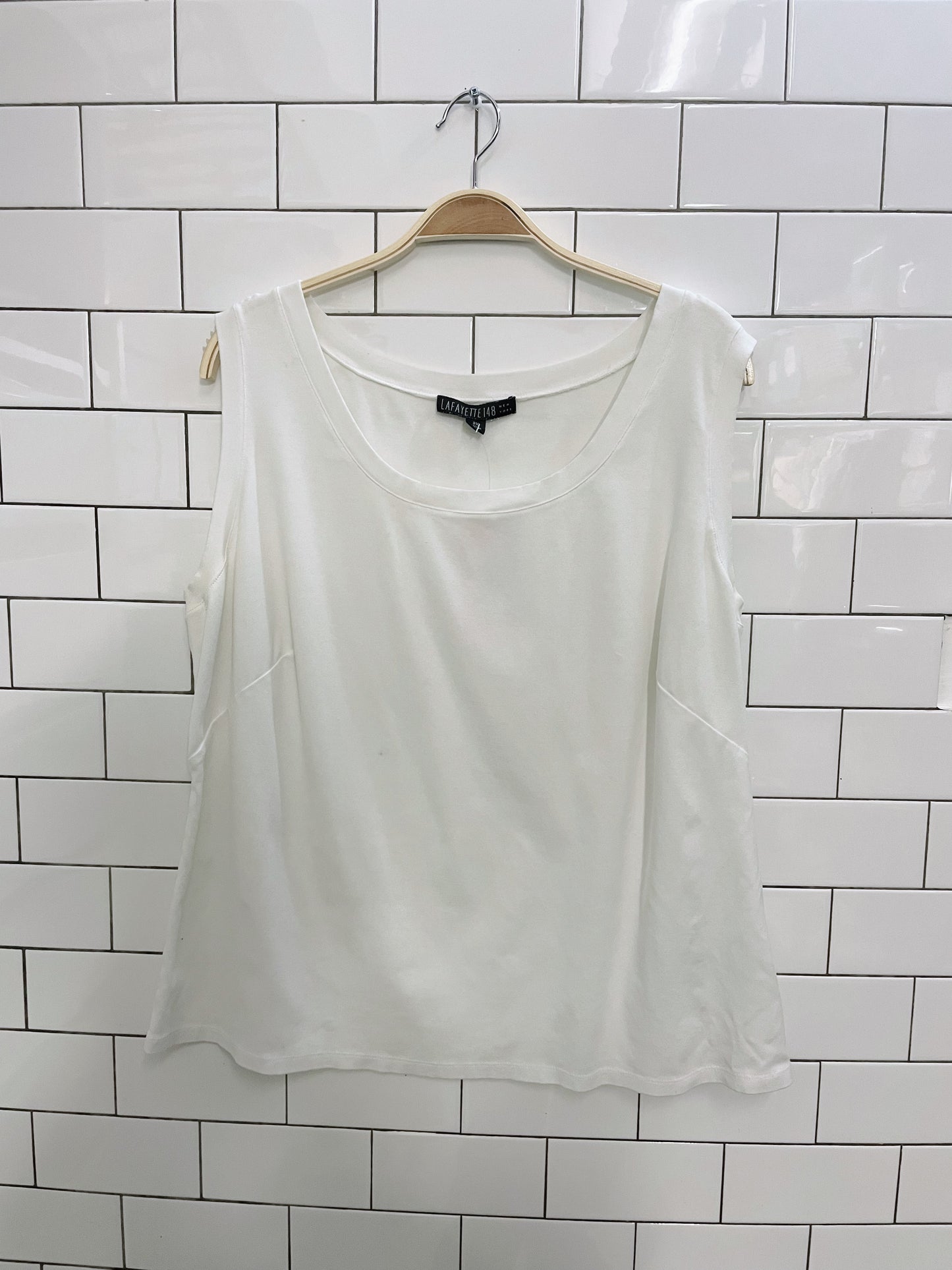 lafayette 148 white cotton tank