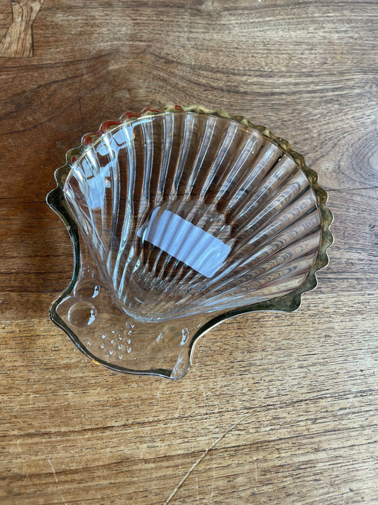 vintage gold trim seashell catch-all dish