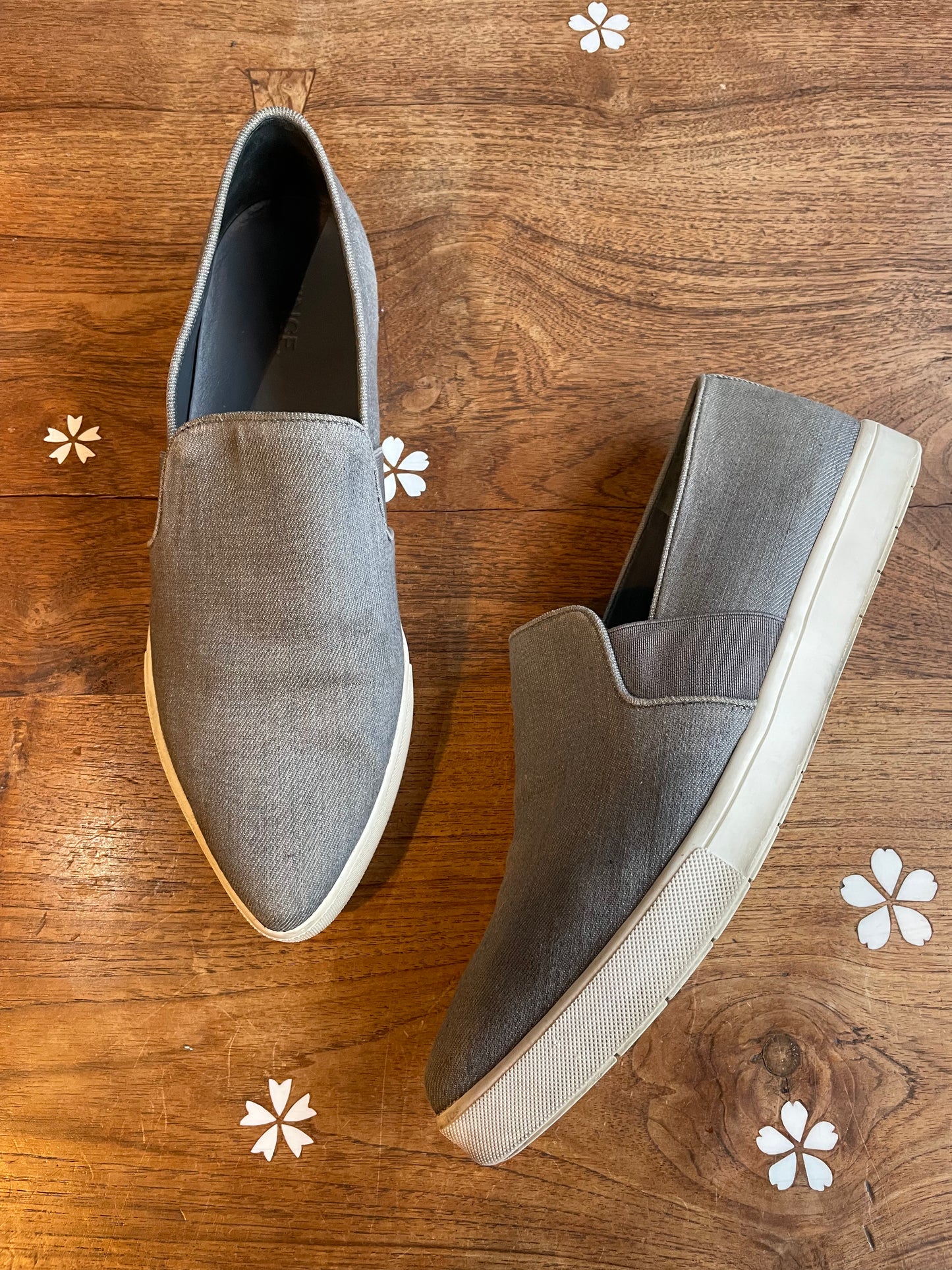 vince blair denim pointed slip on sneaker