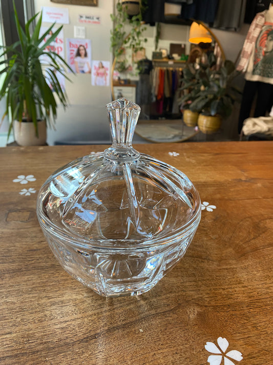 heavy crystal stash jar with lid