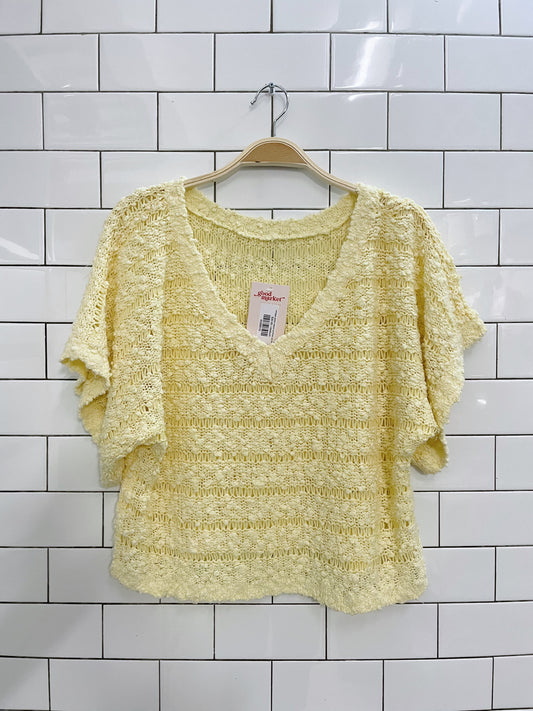 vintage yellow loose summer ss knit