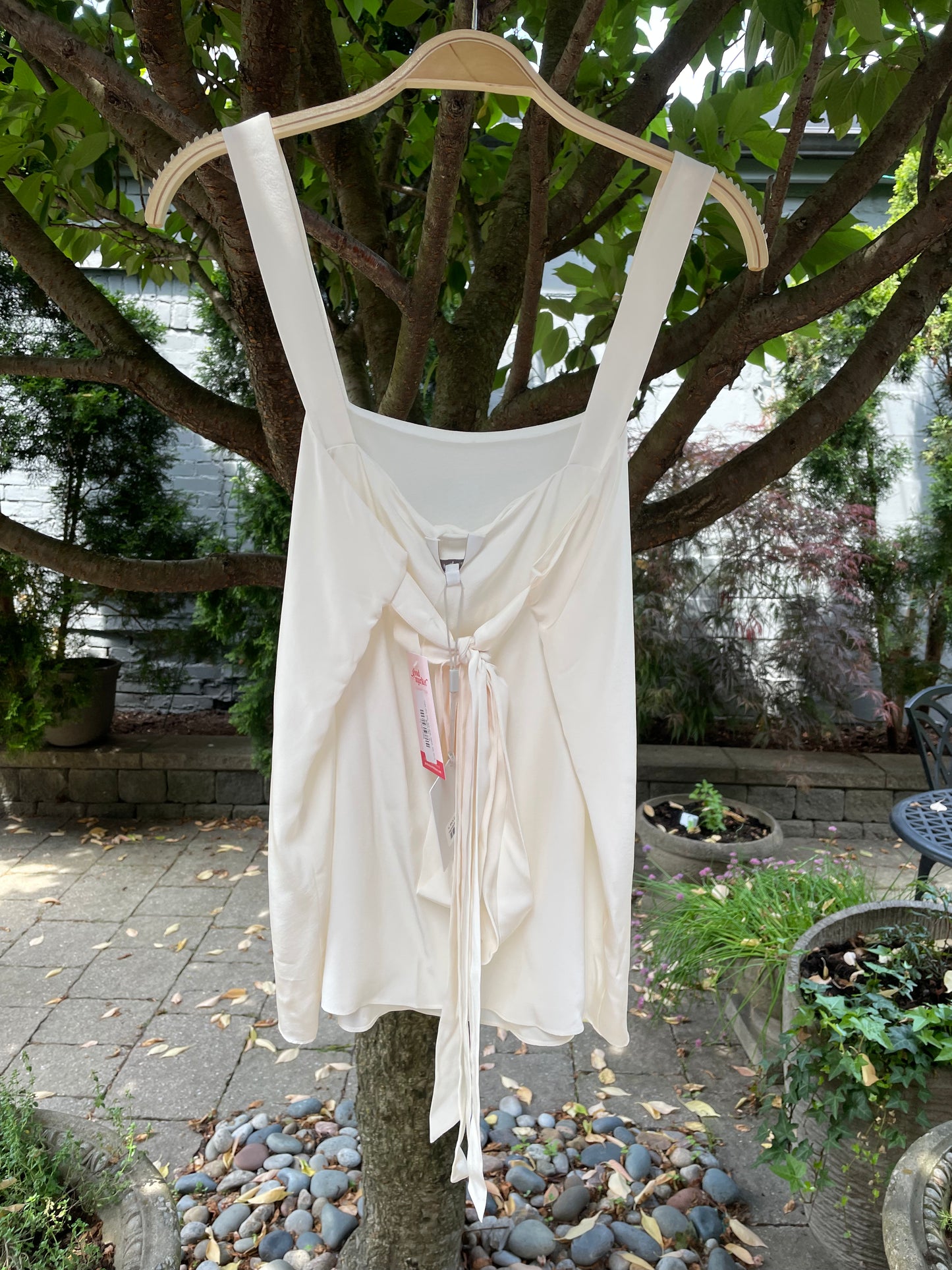 nwt tibi silk square neck tie tank