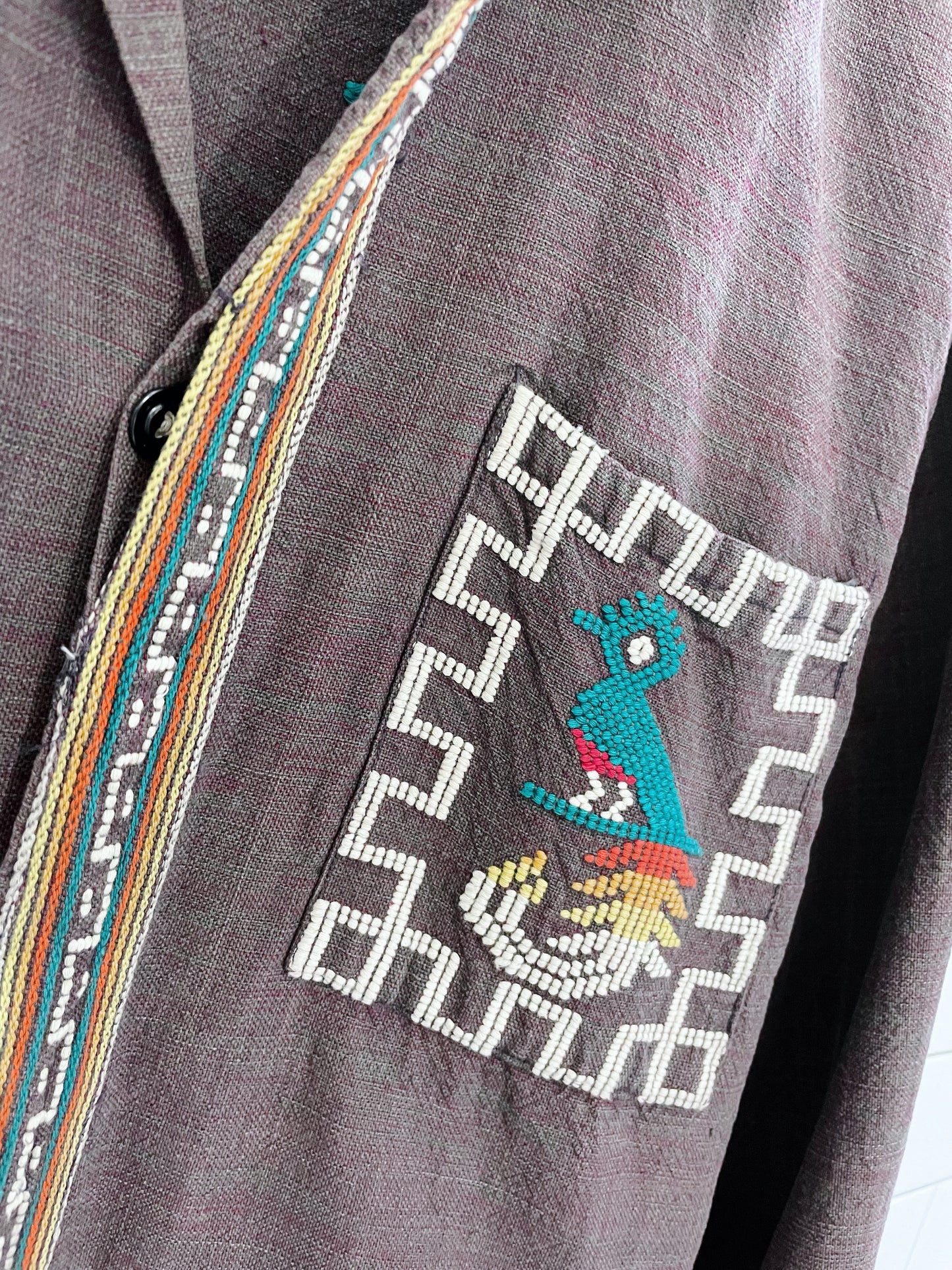 vintage 70s guatemalan boho quetzel shirt
