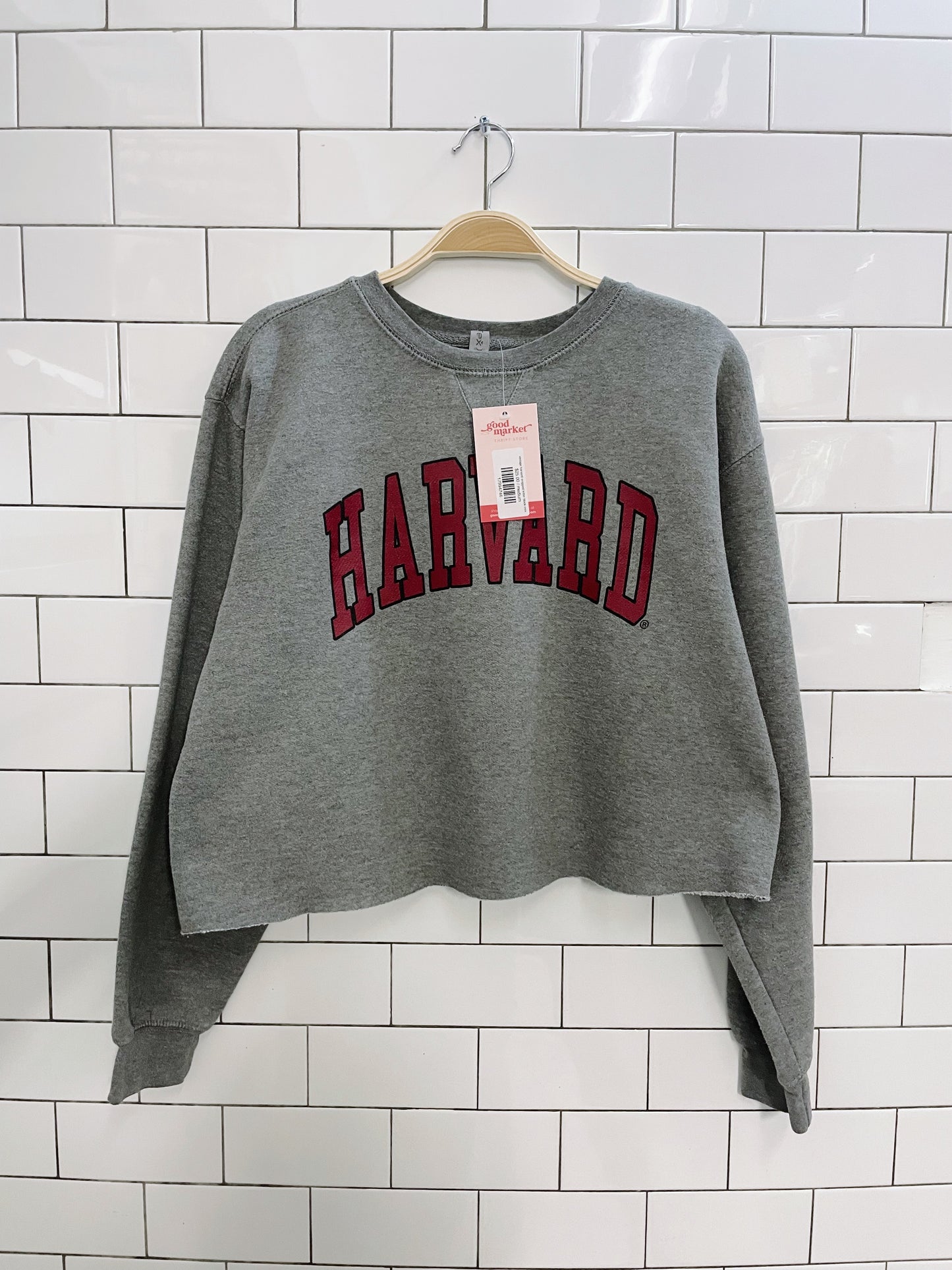 vintage harvard cropped letter block crew