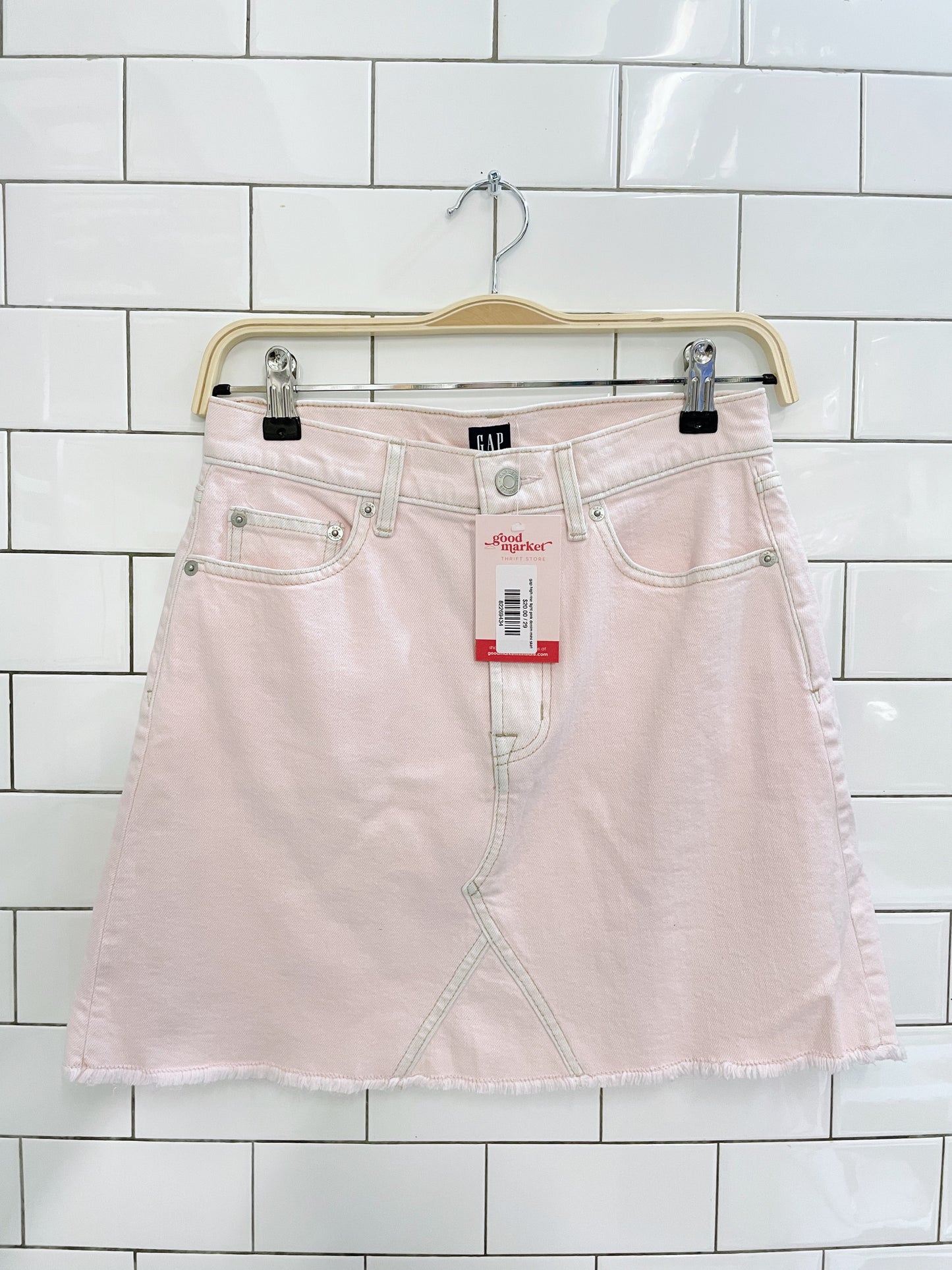 gap high rise light pink denim mini skirt