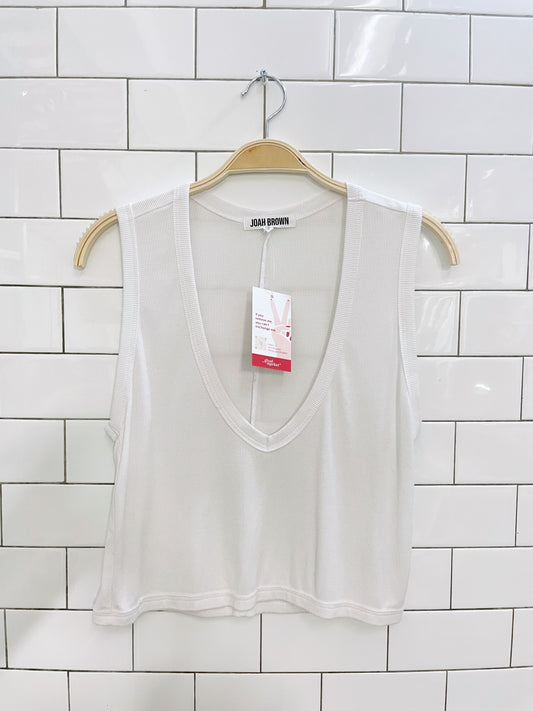 joah brown deep v crop rib tank