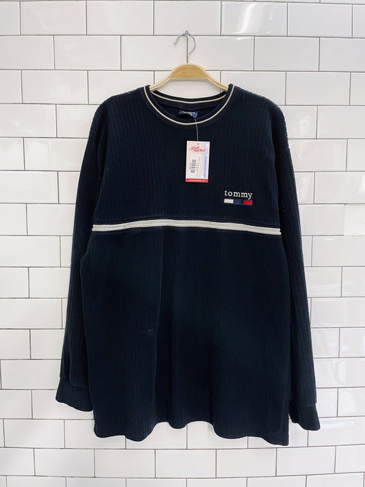 bootleg y2k tommy ribbed fleece pullover