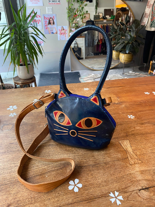 handmade mini leather cat bag