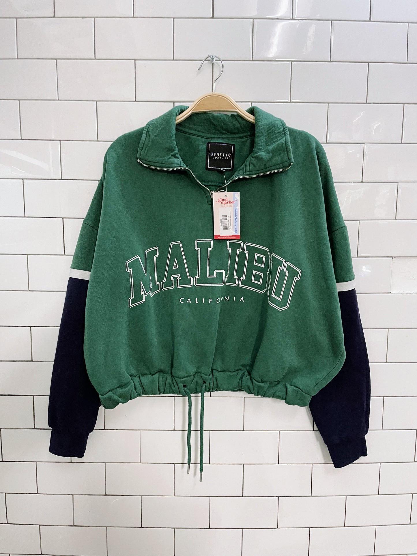 genetic apparel malibu cropped 1/4 zip sweatshirt