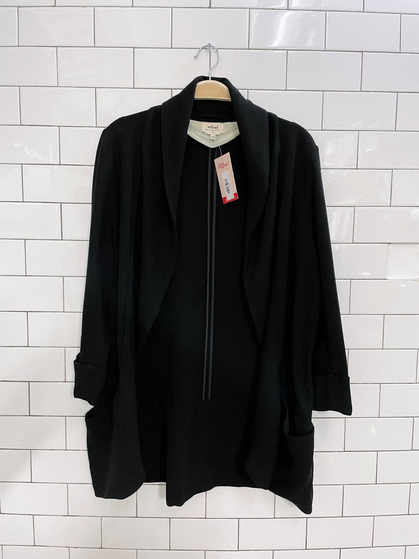 wilfred black chevalier crepe open blazer