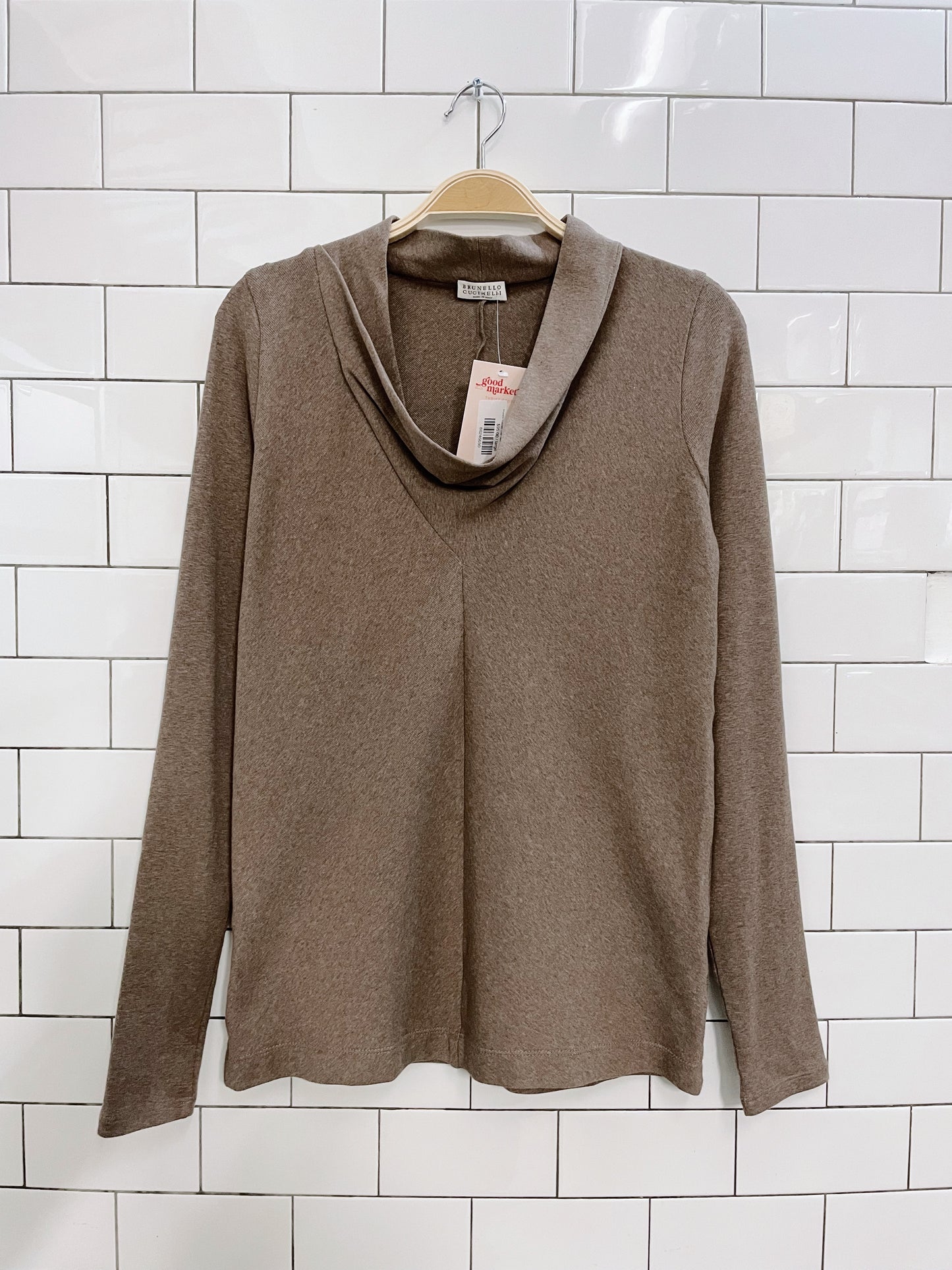 brunello cucinelli cowl neck knit long sleeve top