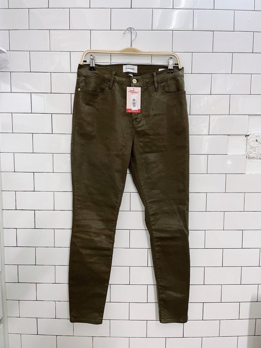 frame le high skinny coated (military green) - good market thrift store