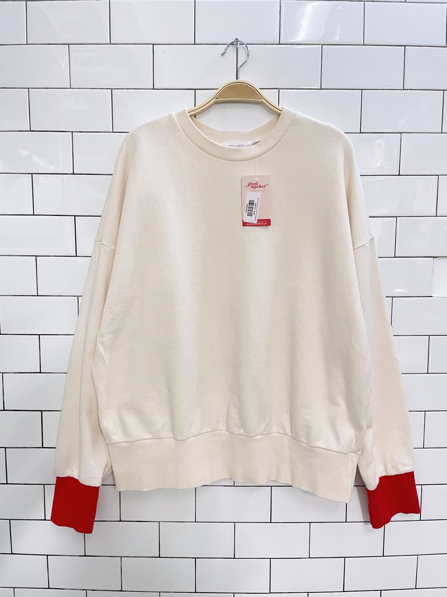 class 9 factory ballow contrast cuff sweatshirt