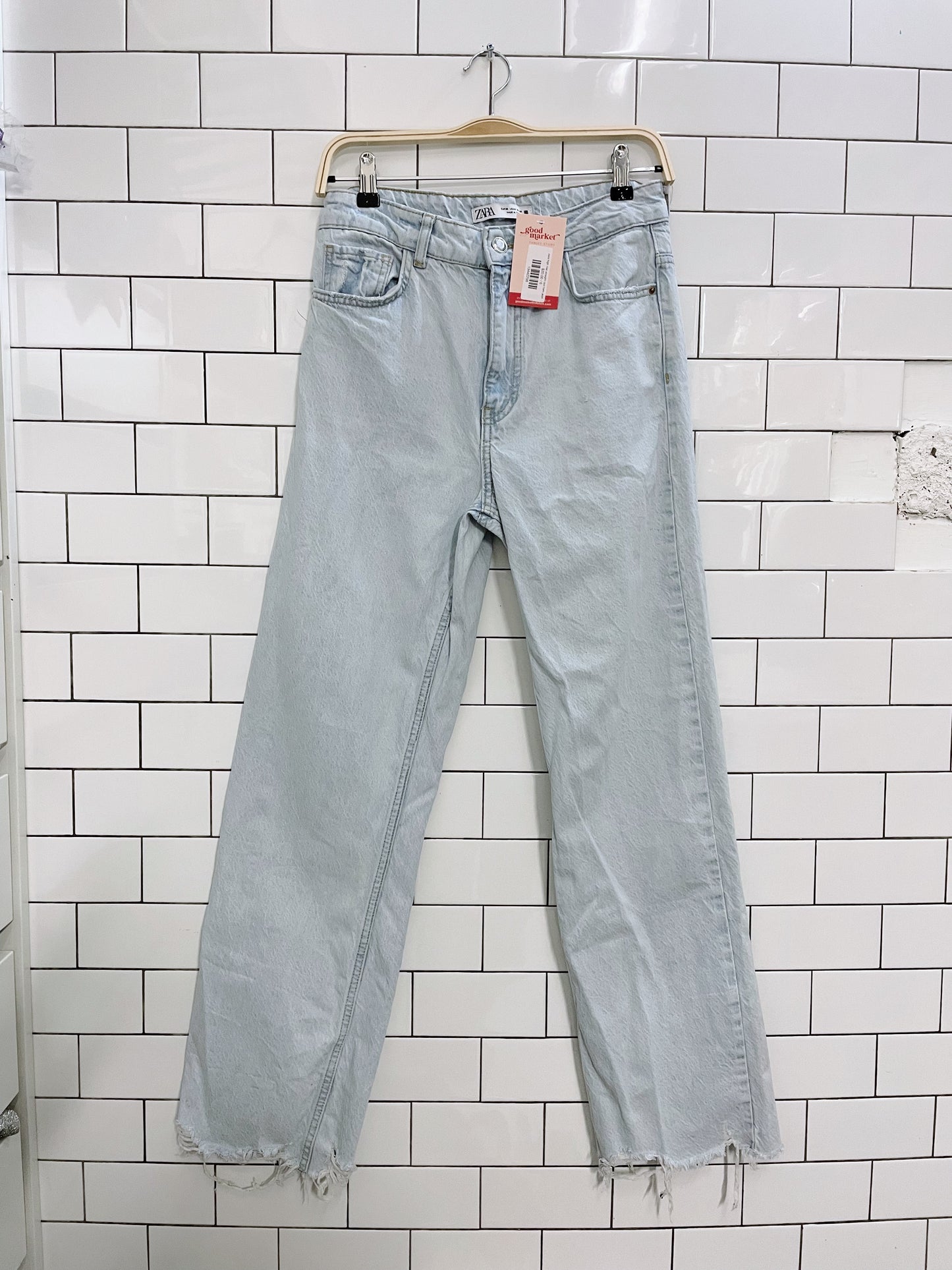 zara high rise straight raw hem jeans