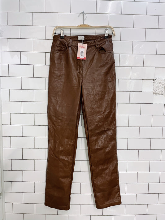 wilfred the melina high rise brown faux leather pants