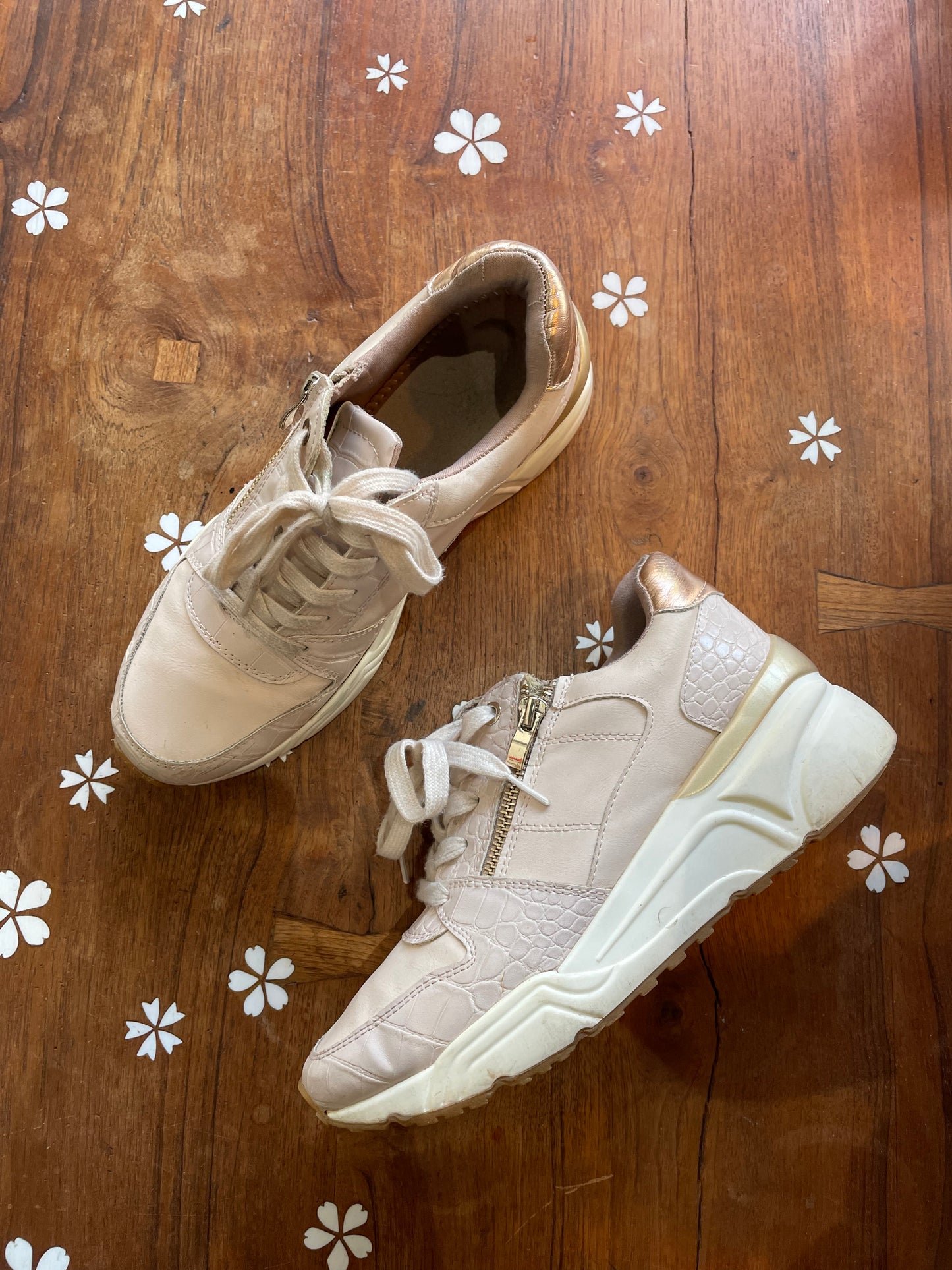 platform rose and gold sneakers