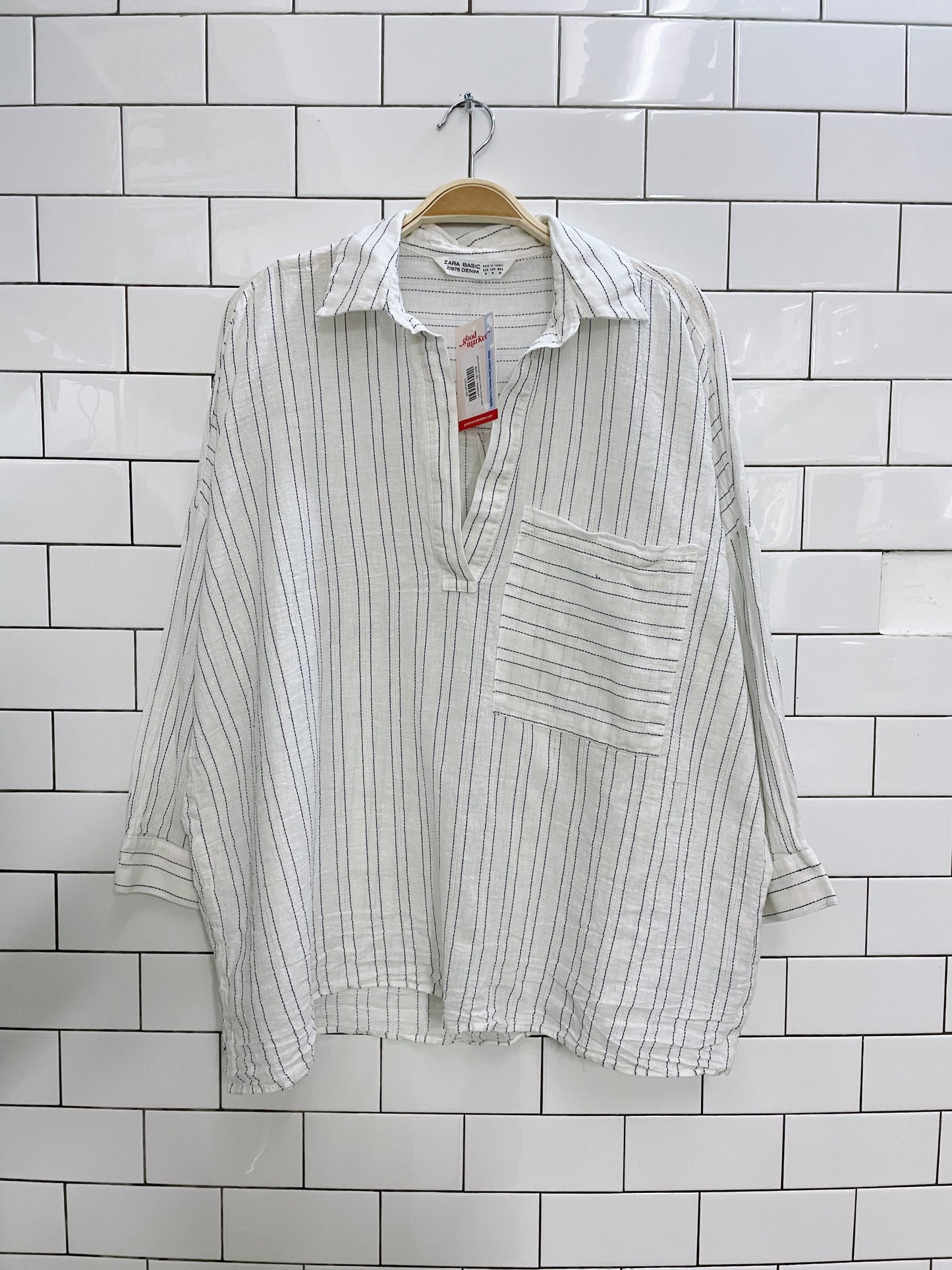 zara oversized gauzy cotton beach shirt
