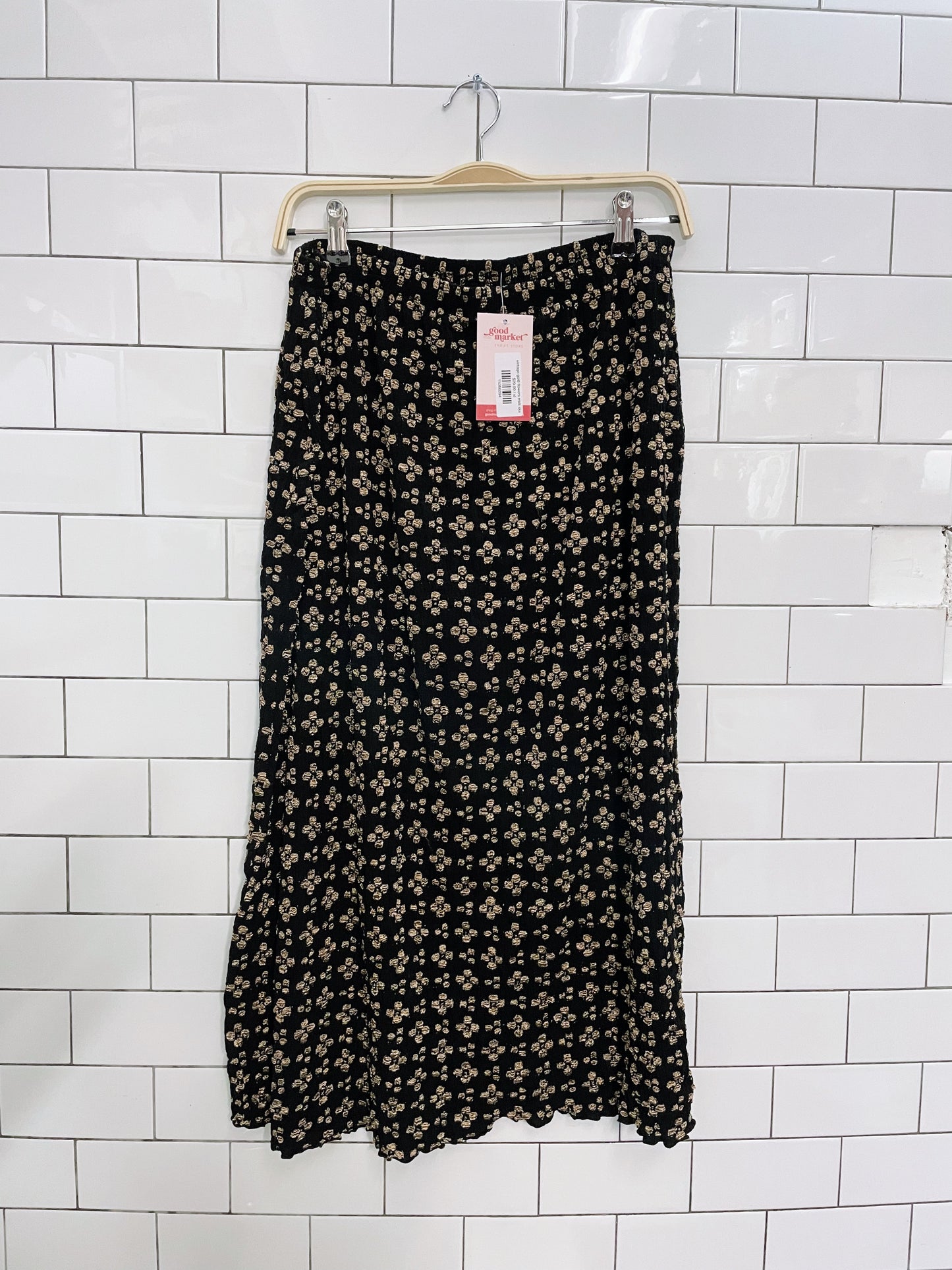 vintage gold flowers midi skirt