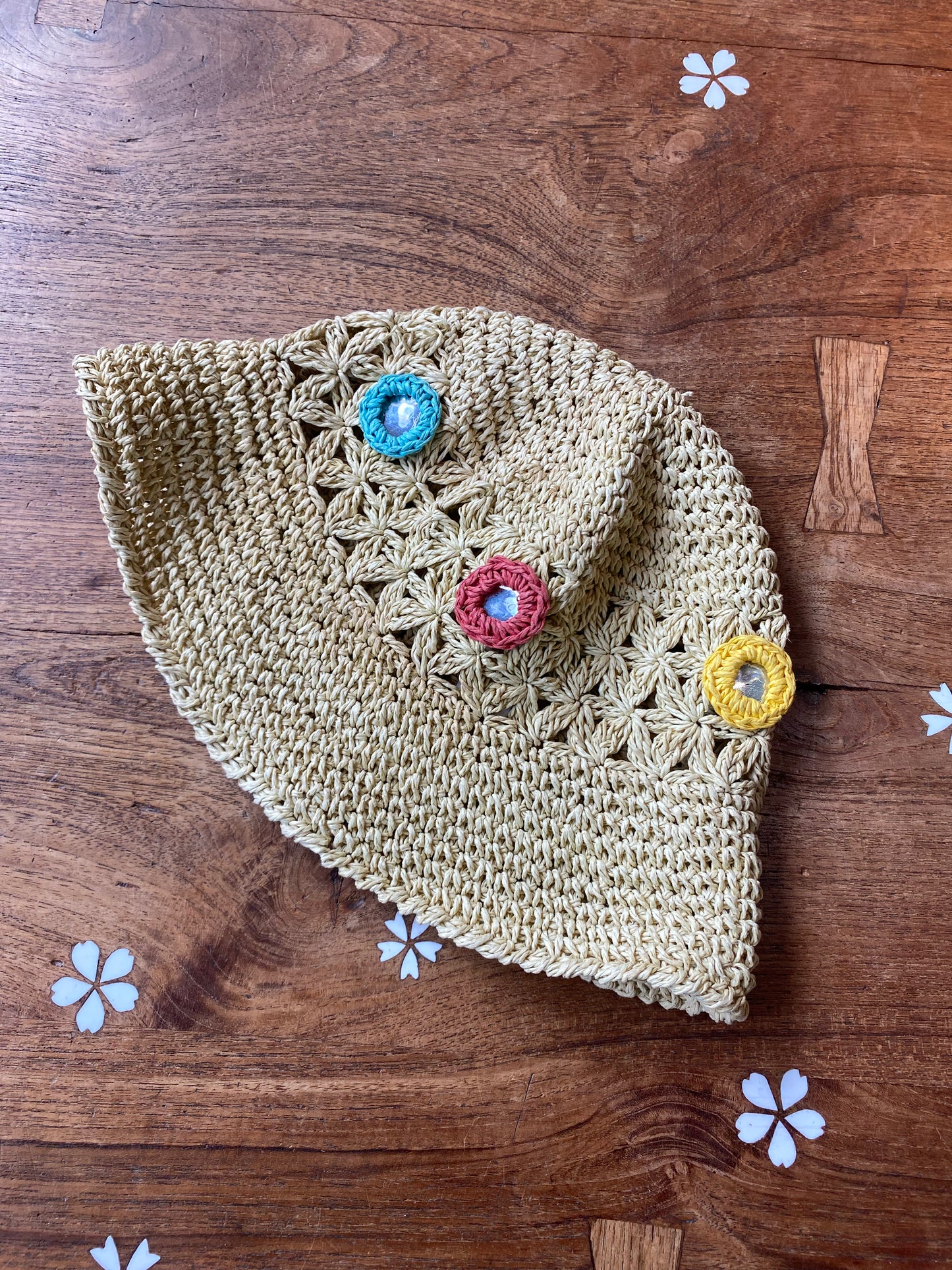 vintage straw sun bucket hat