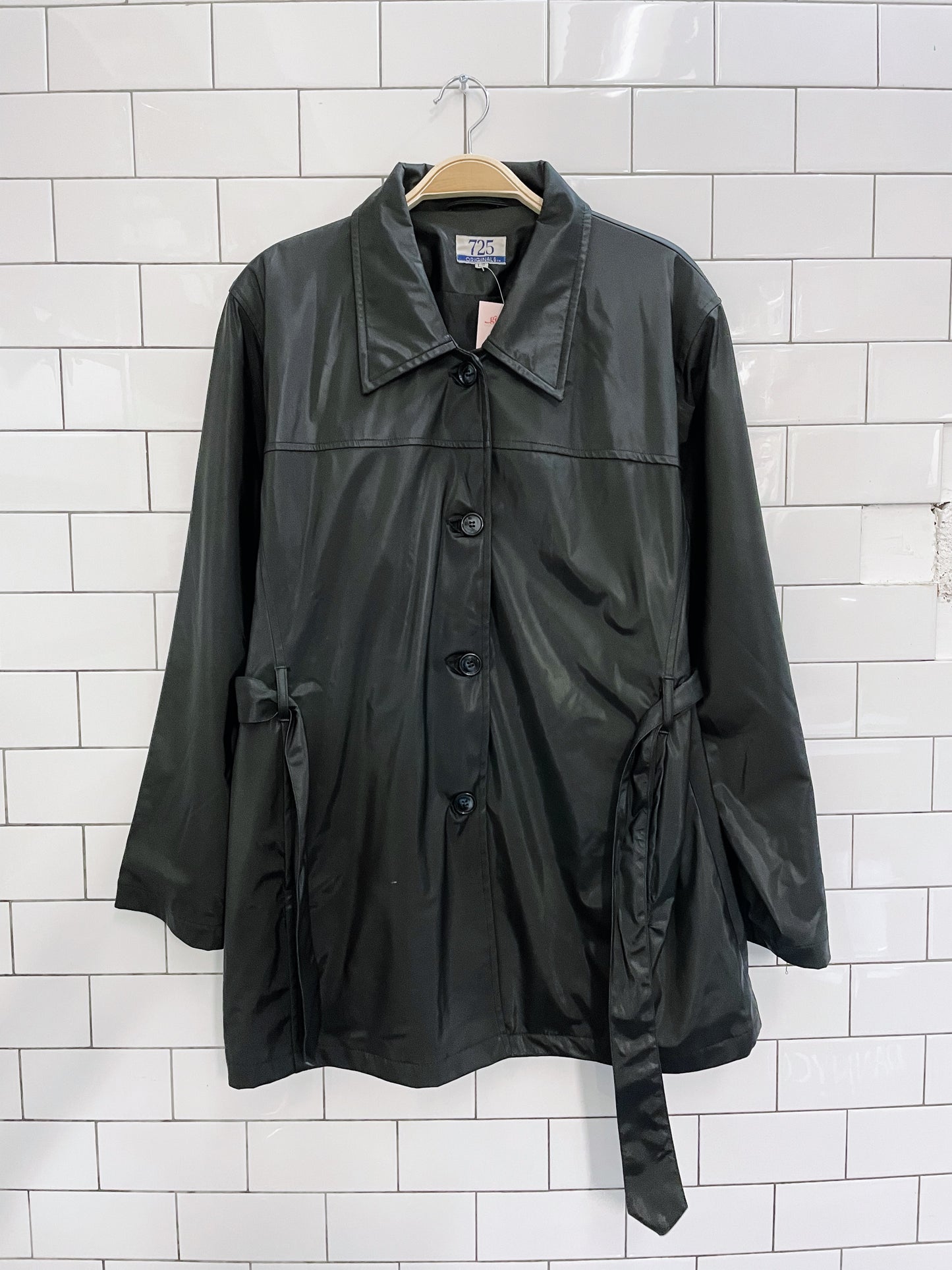 y2k 725 originals vinyl short trench