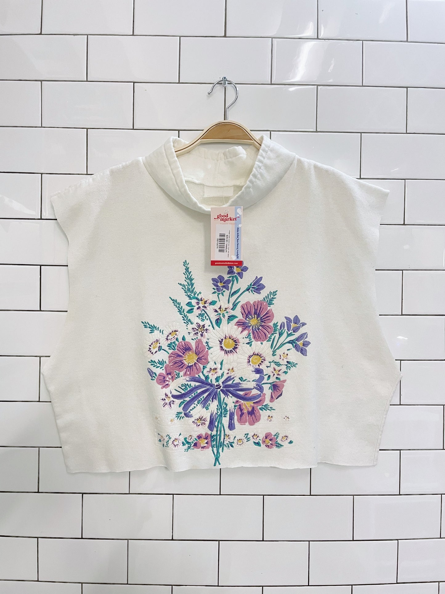 rework x vintage flower basket boxy mock neck sweat