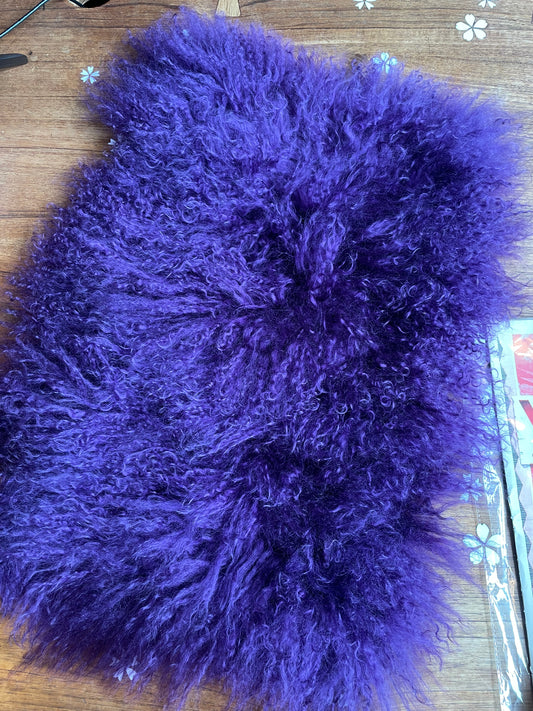 purple mongolian sheepskin pillow case