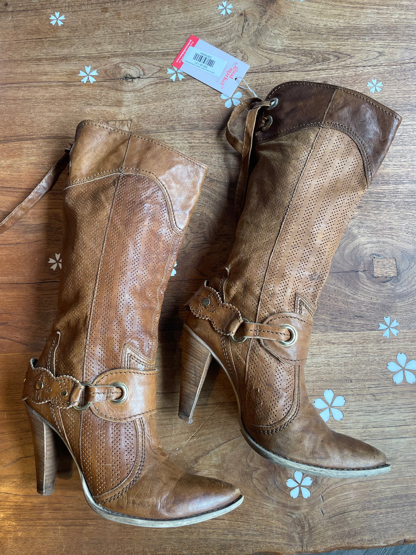made in italy western leather heeled tall boot