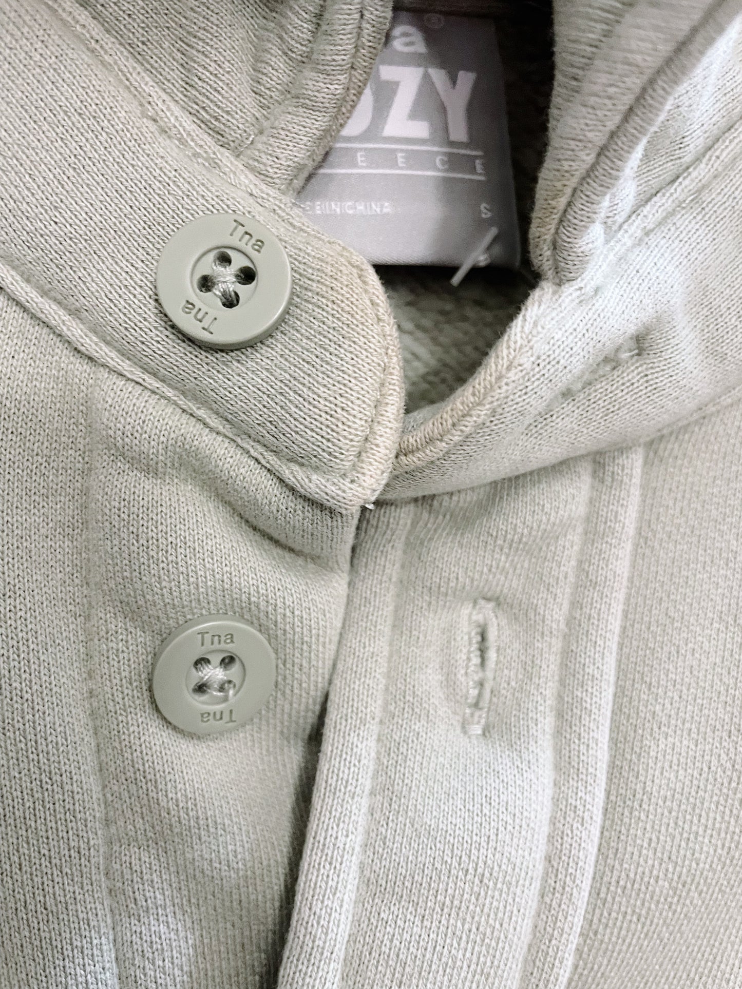 tna cozy fleece cropped button down sweatshirt