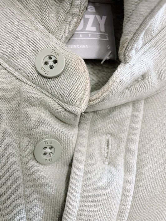 tna cozy fleece cropped button down sweatshirt