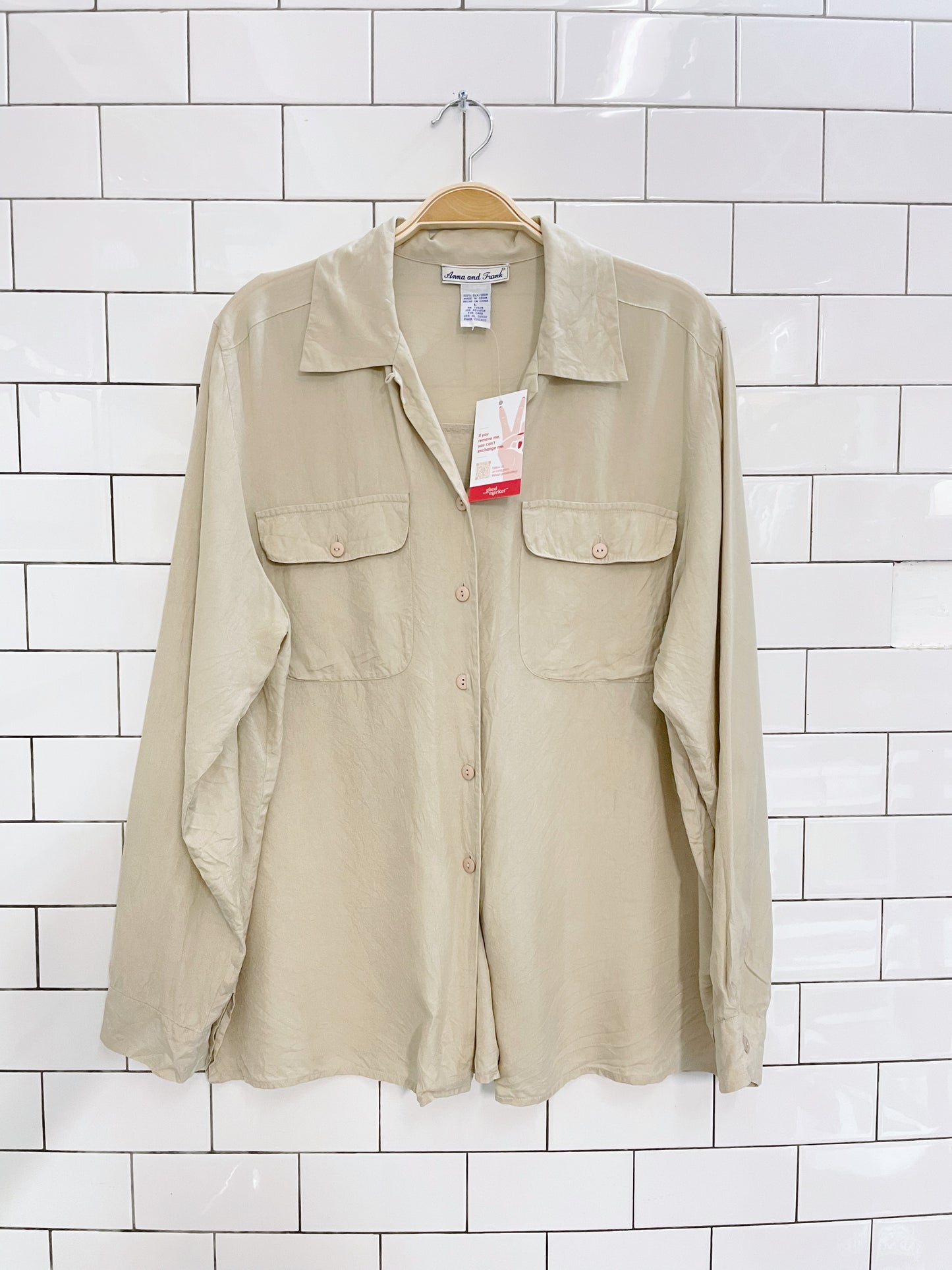 anna and frank 100% silk crinkle shirt