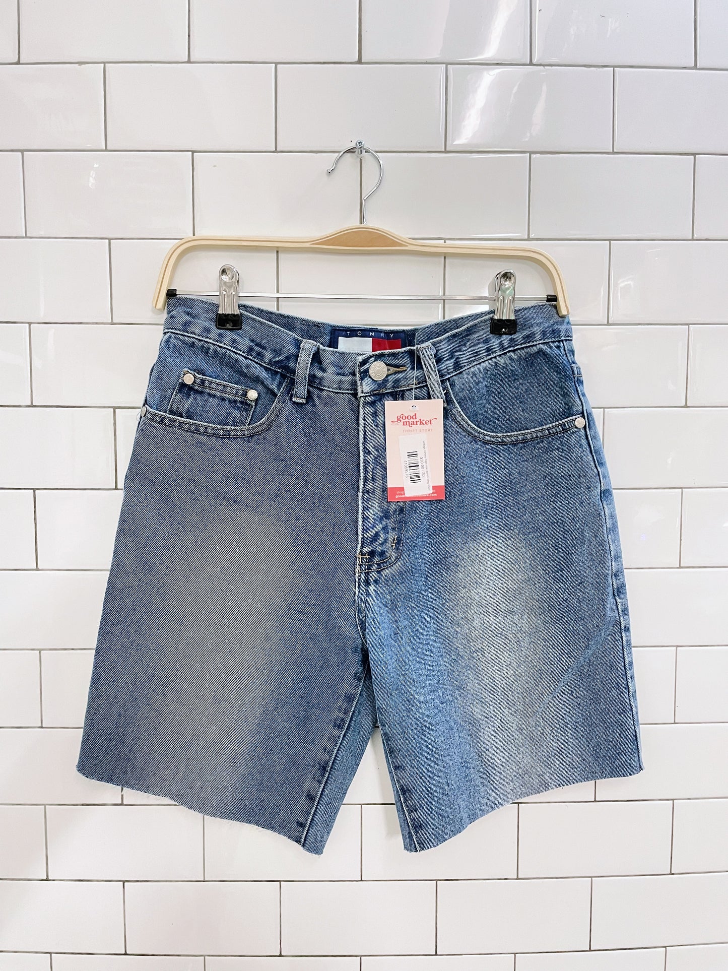 vintage tommy high rise denim long shorts
