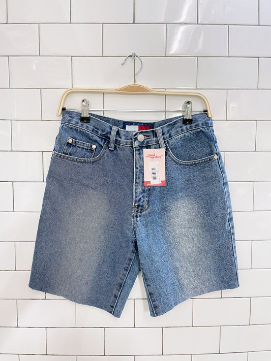 vintage tommy high rise denim long shorts