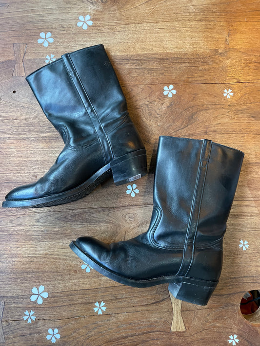 boulet minimal western black leather boot